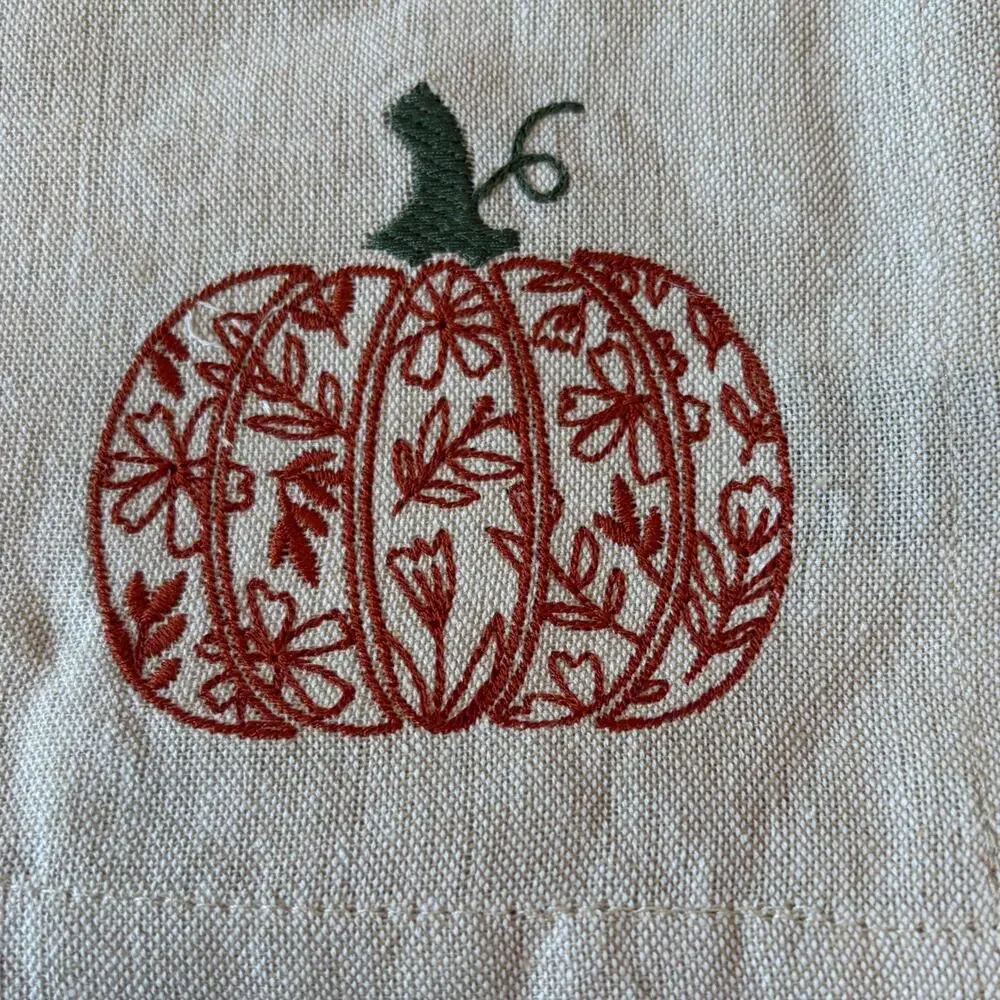 8pc Tahari Home Embroidered Pumpkin Napkins 100% Cotton 18x18 Fall Decor NEW